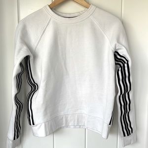 Athleta 24/7 White with Black Stripes Crewneck Sweatshirt Size XS